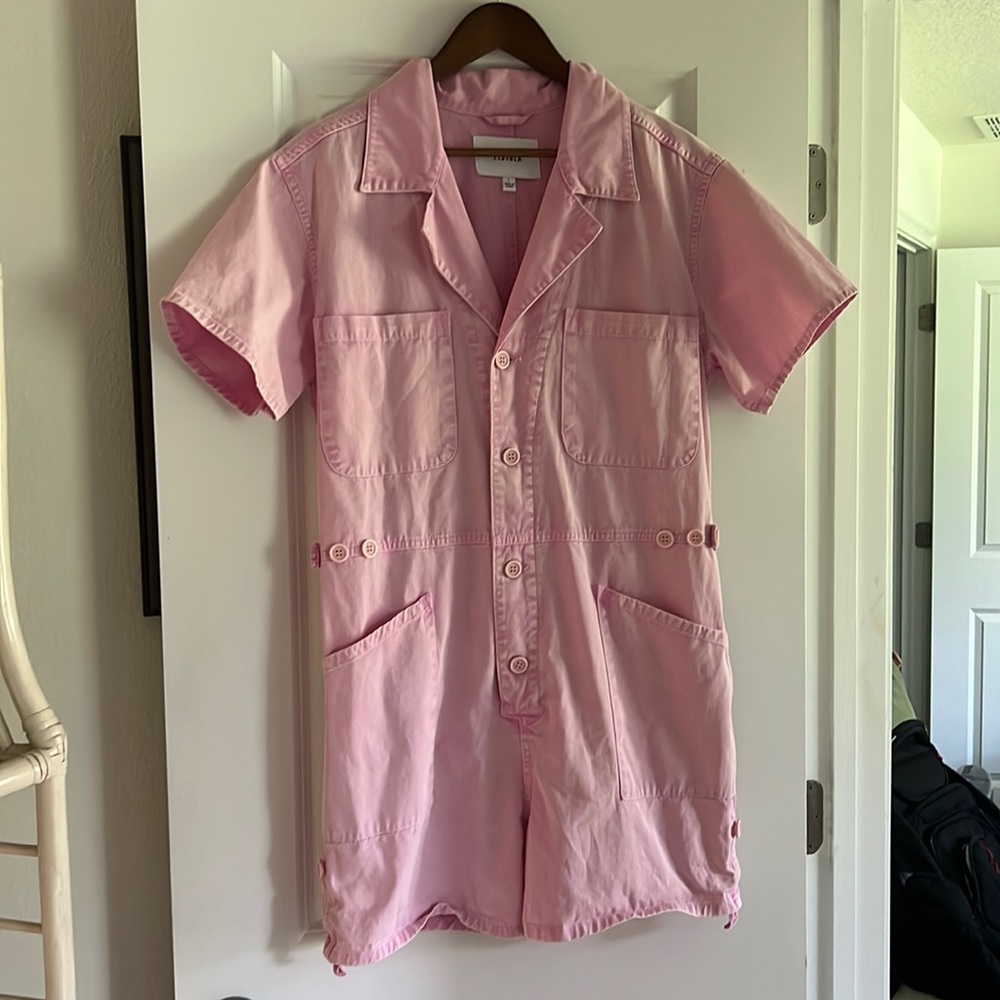 Pink denim Pistola Romper size Large